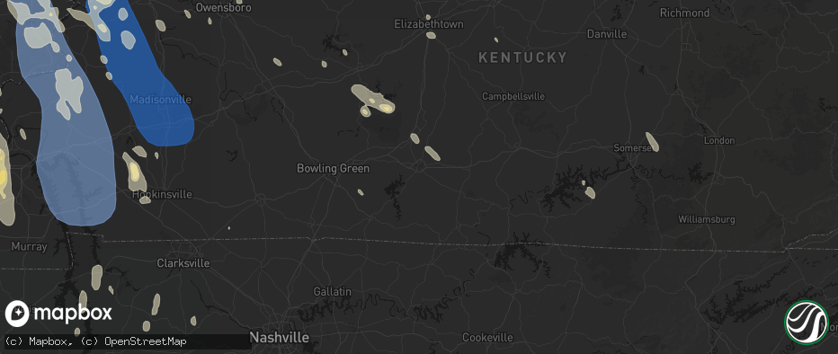 Hail map in Glasgow, KY on July 26, 2026