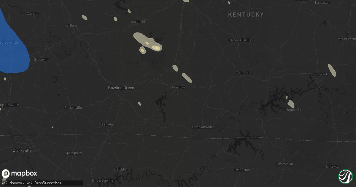 Hail map in Glasgow, KY on July 26, 2026