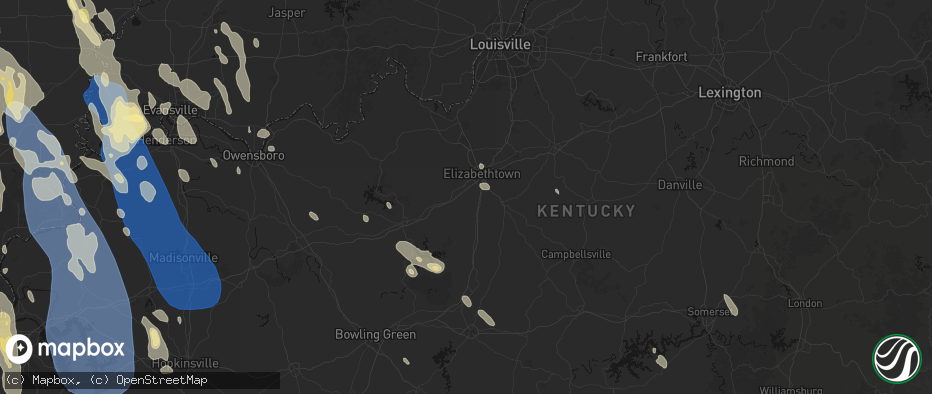 Hail map in Glendale, KY on July 26, 2026