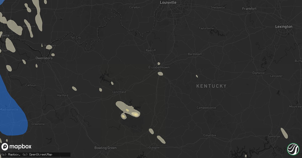Hail map in Glendale, KY on July 26, 2026