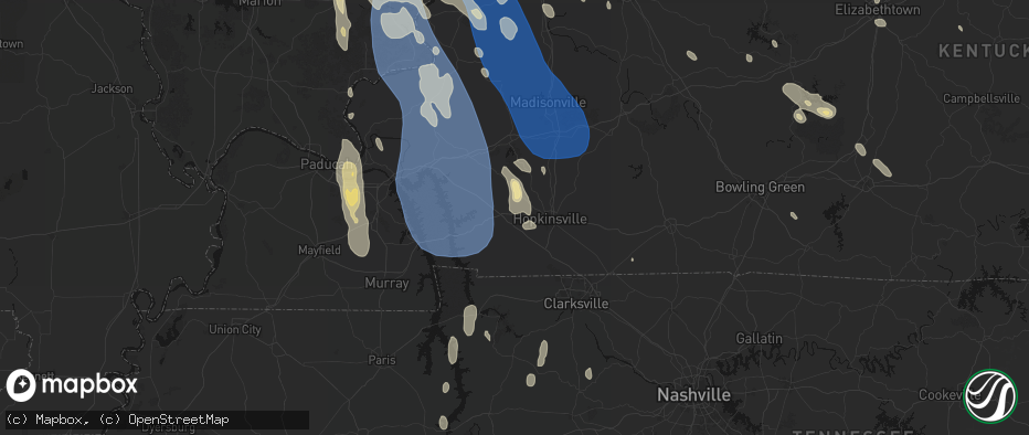 Hail map in Gracey, KY on July 26, 2026