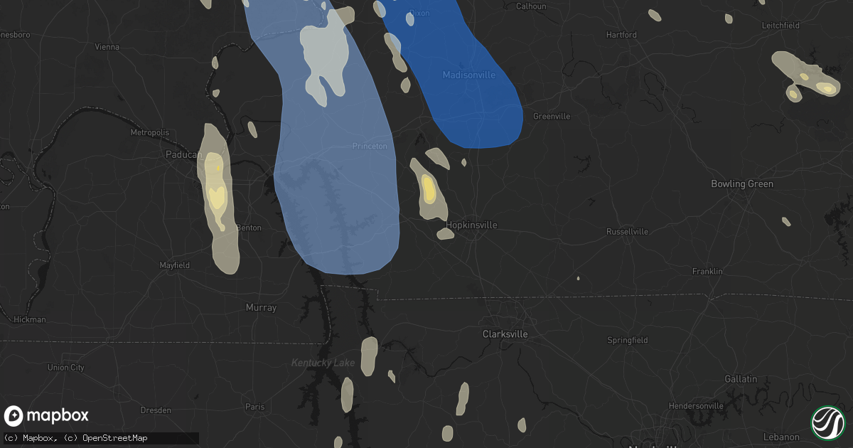 Hail map in Gracey, KY on July 26, 2026
