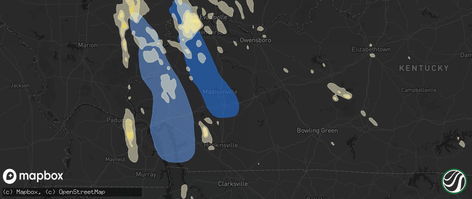 Hail map in Graham, KY on July 26, 2026