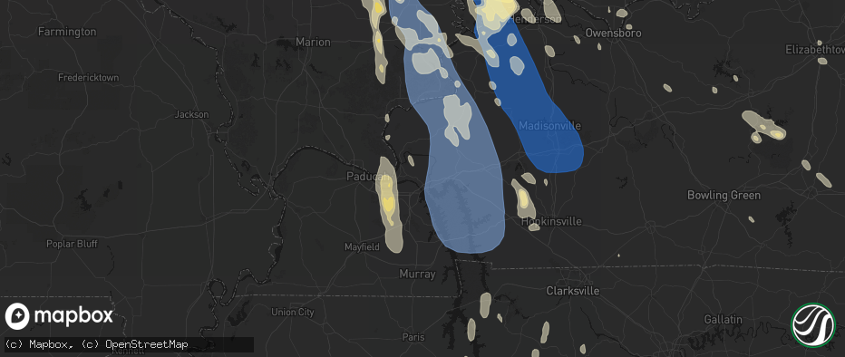 Hail map in Grand Rivers, KY on July 26, 2026