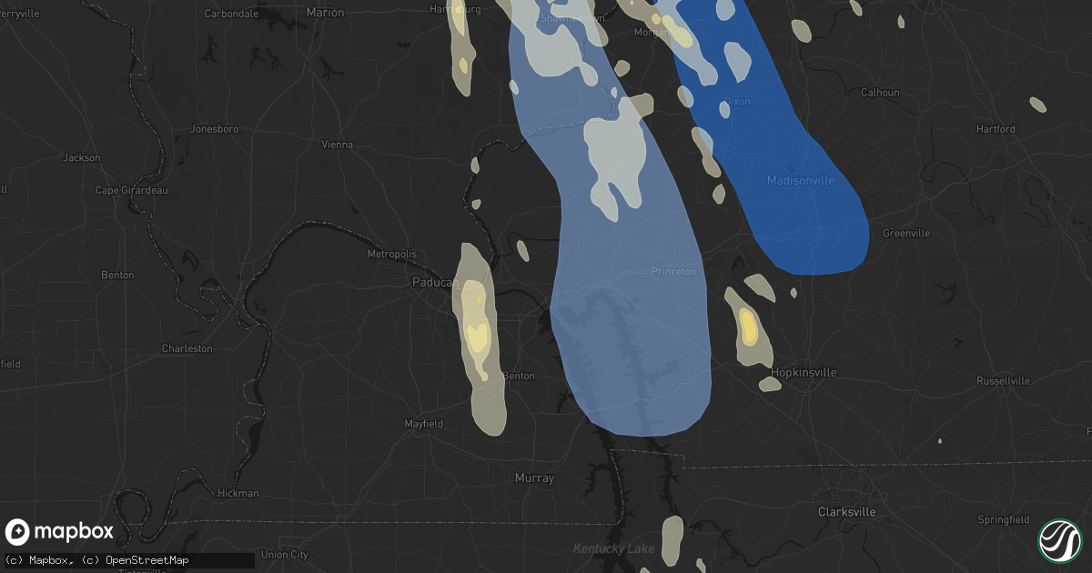 Hail map in Grand Rivers, KY on July 26, 2026