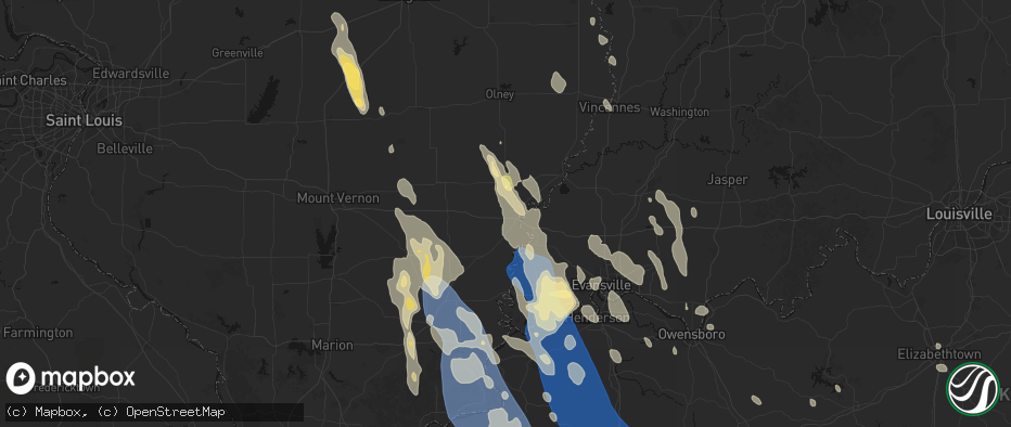 Hail map in Grayville, IL on July 26, 2026