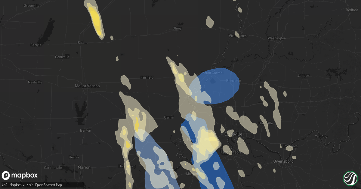 Hail map in Grayville, IL on July 26, 2026