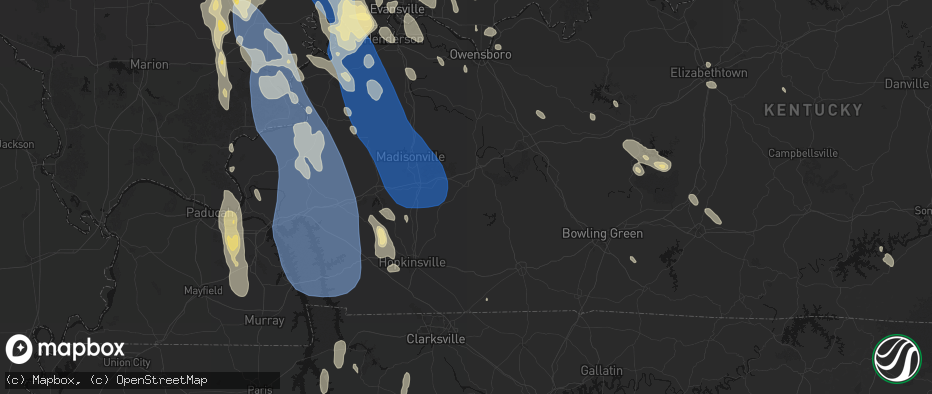 Hail map in Greenville, KY on July 26, 2026