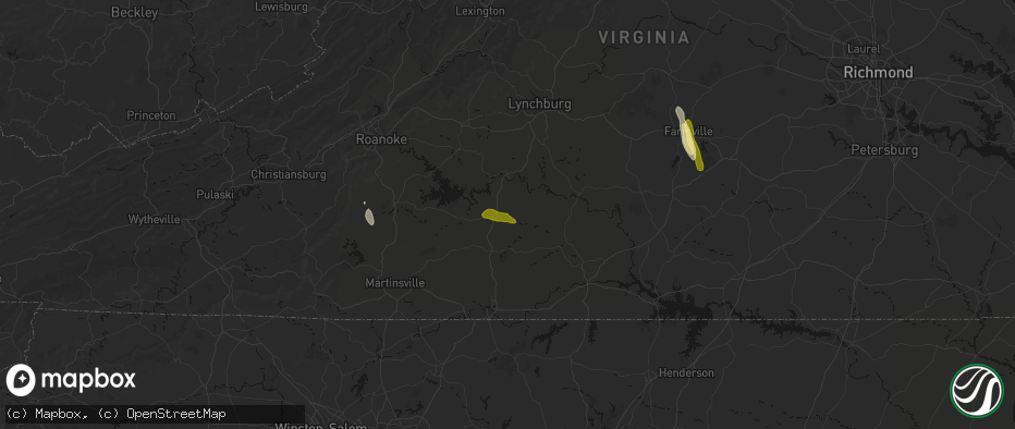 Hail map in Gretna, VA on July 26, 2026