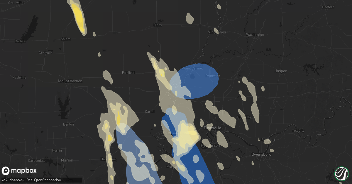Hail map in Griffin, IN on July 26, 2026