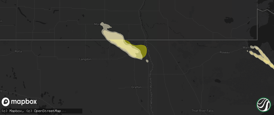 Hail map in Hamilton, ND on July 26, 2026