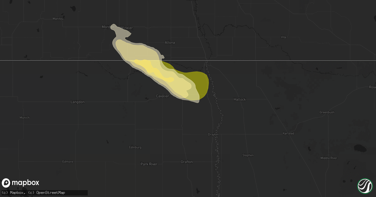 Hail map in Hamilton, ND on July 26, 2026