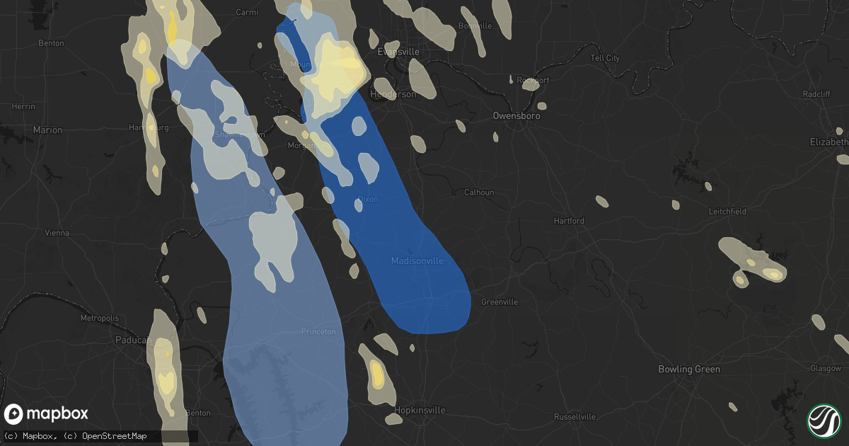Hail map in Hanson, KY on July 26, 2026