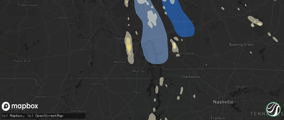 Hail map in Hardin, KY on July 26, 2026