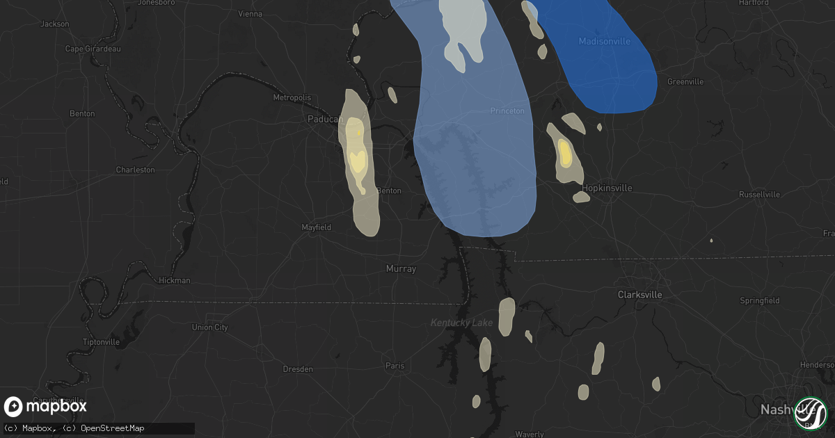 Hail map in Hardin, KY on July 26, 2026