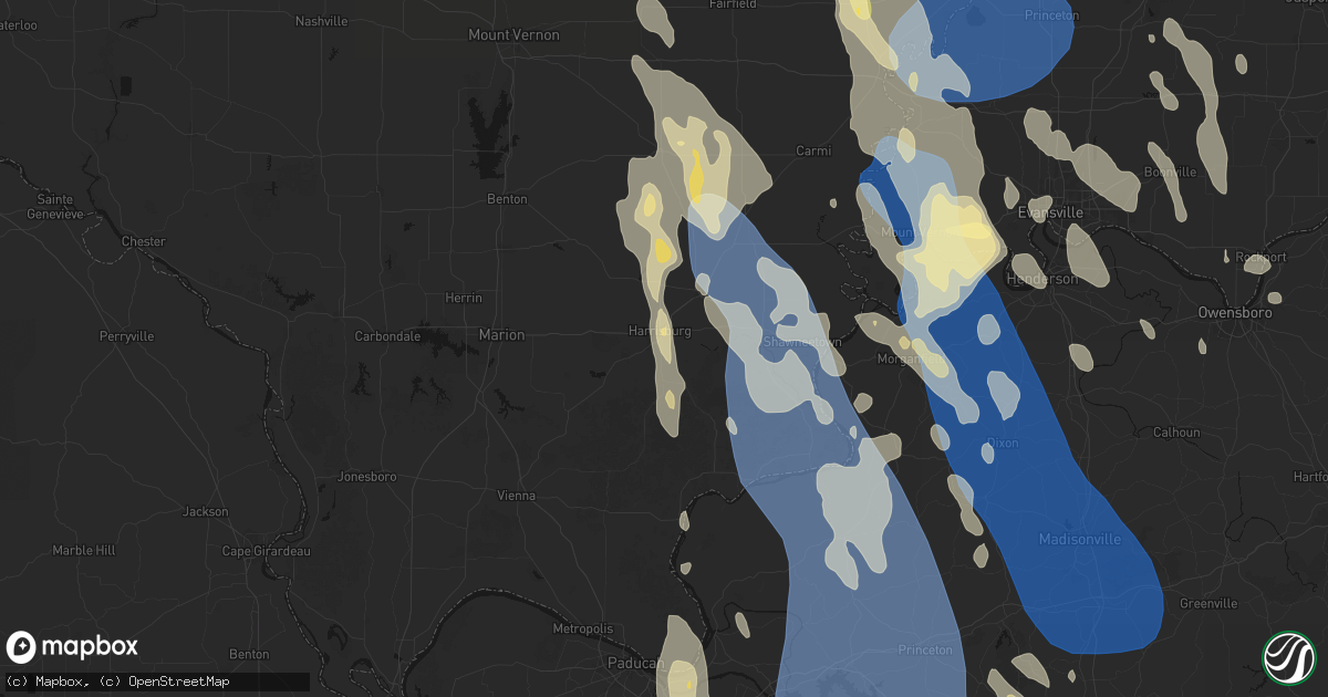 Hail map in Harrisburg, IL on July 26, 2026