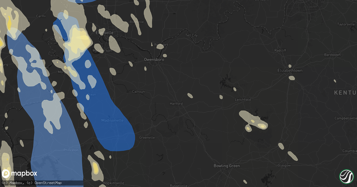 Hail map in Hartford, KY on July 26, 2026