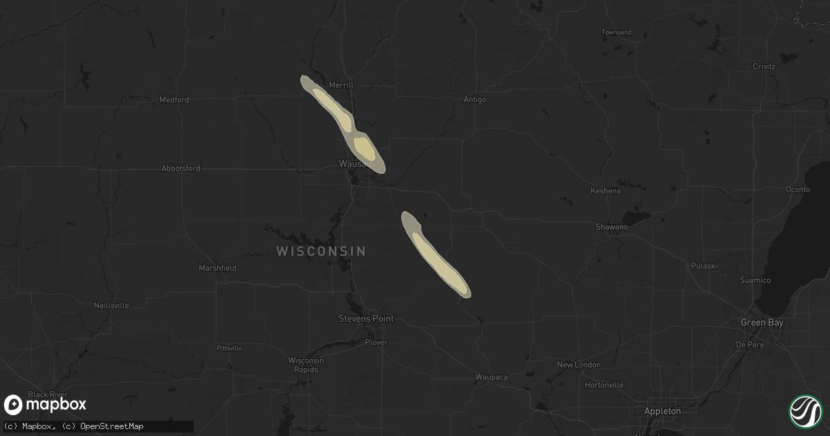 Hail map in Hatley, WI on July 26, 2026