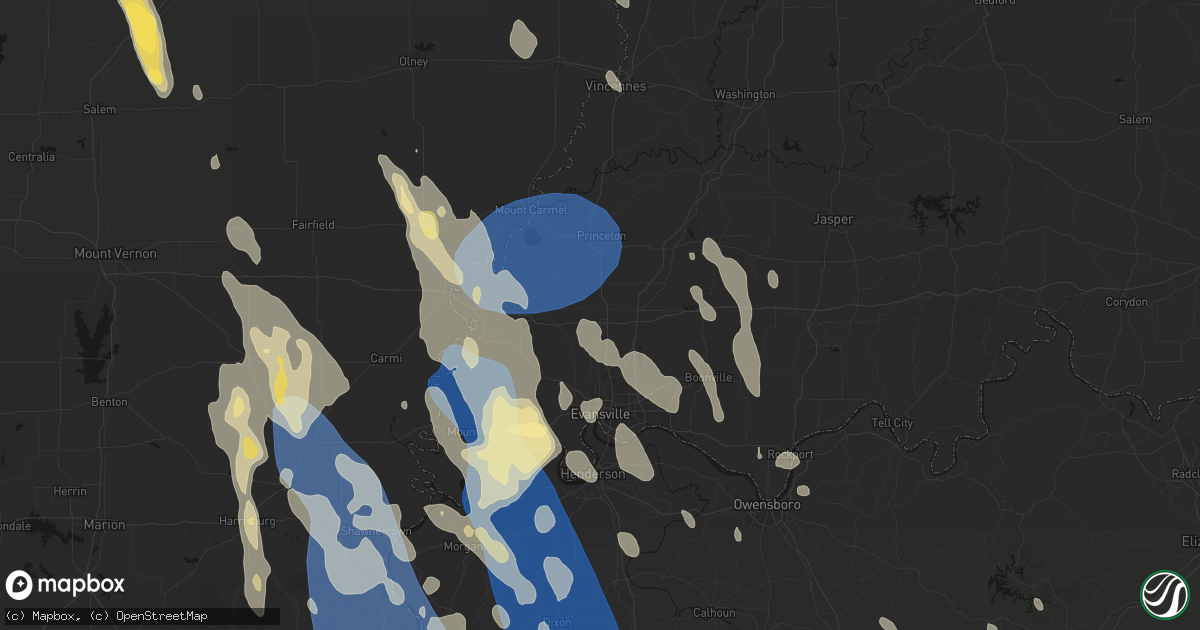 Hail map in Haubstadt, IN on July 26, 2026