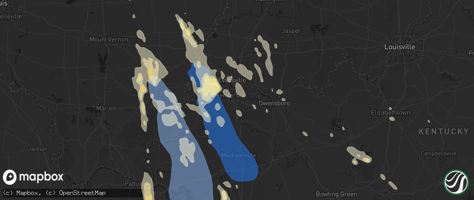 Hail map in Henderson, KY on July 26, 2026
