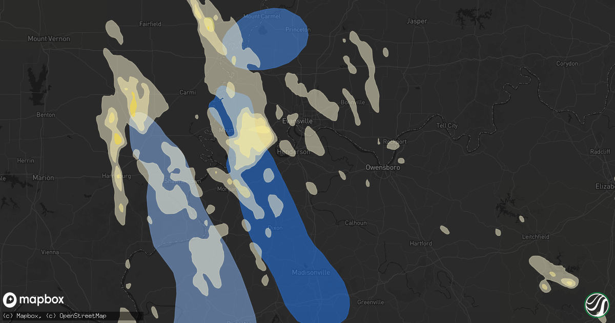 Hail map in Henderson, KY on July 26, 2026