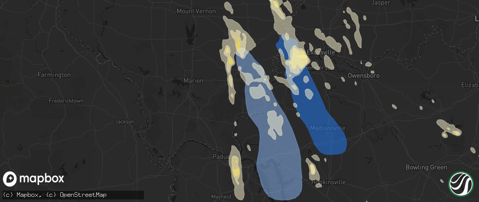 Hail map in Herod, IL on July 26, 2026