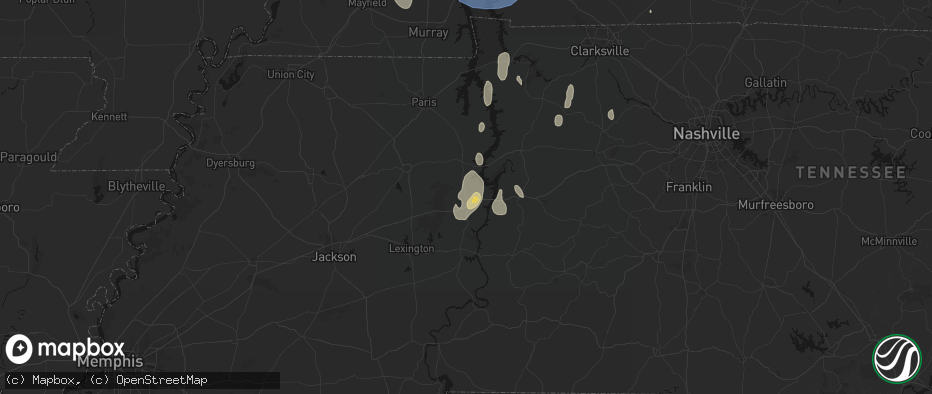 Hail map in Holladay, TN on July 26, 2026