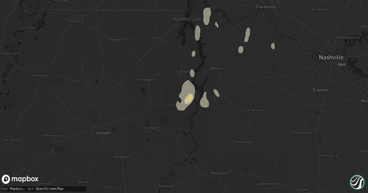 Hail map in Holladay, TN on July 26, 2026