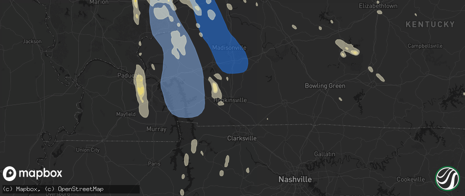 Hail map in Hopkinsville, KY on July 26, 2026