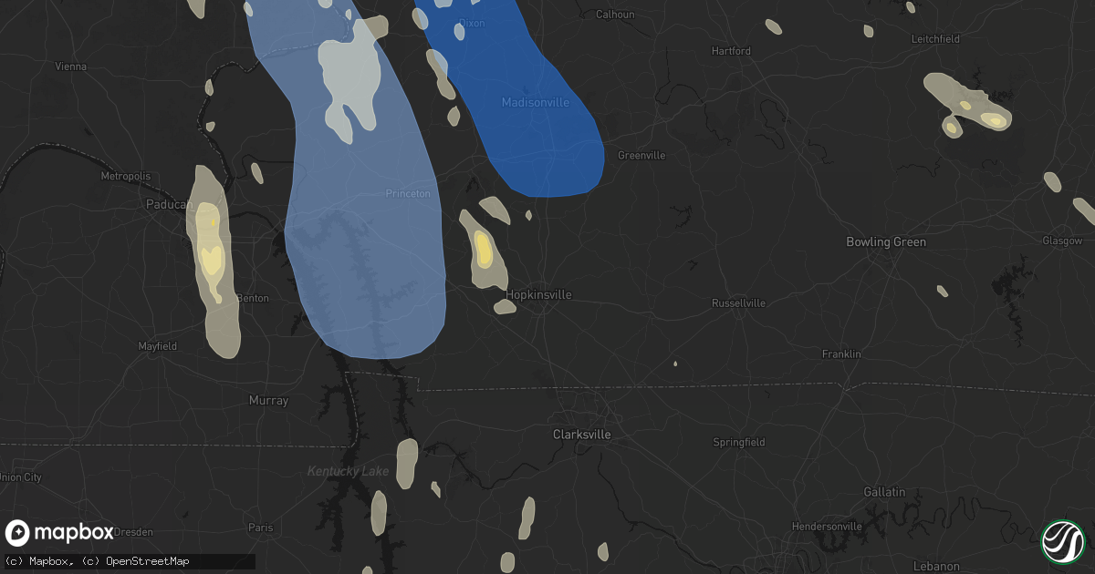 Hail map in Hopkinsville, KY on July 26, 2026