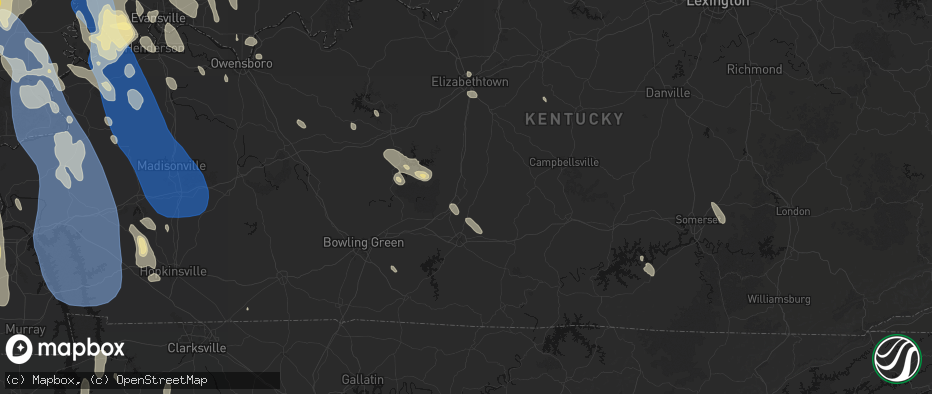 Hail map in Horse Cave, KY on July 26, 2026