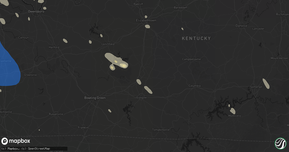 Hail map in Horse Cave, KY on July 26, 2026