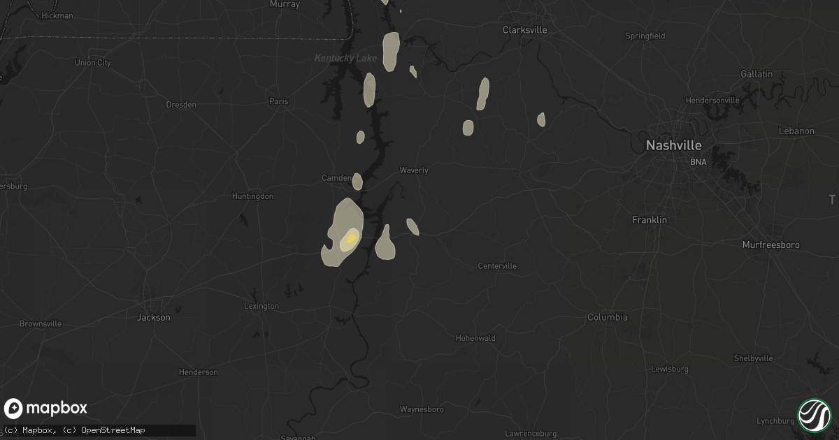 Hail map in Hurricane Mills, TN on July 26, 2026