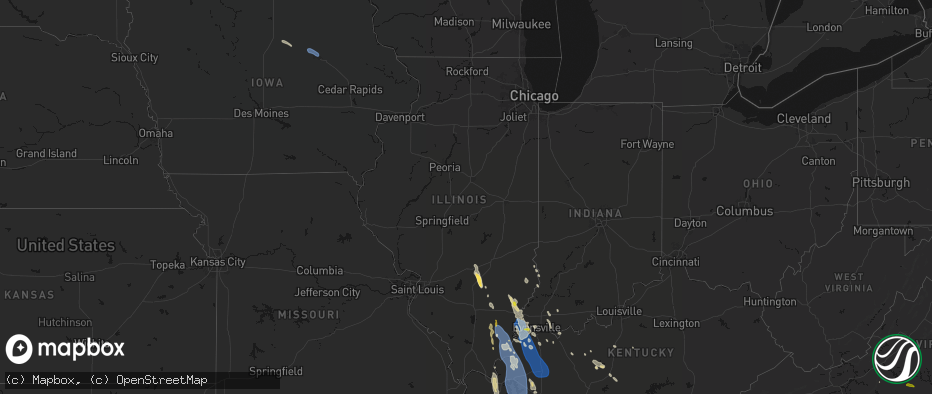 Hail map in Illinois on July 26, 2026