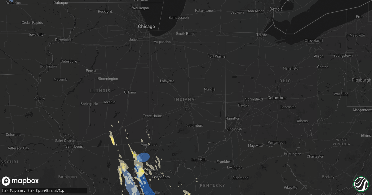 Hail map in Indiana on July 26, 2026