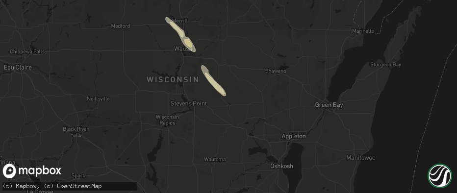 Hail map in Iola, WI on July 26, 2026