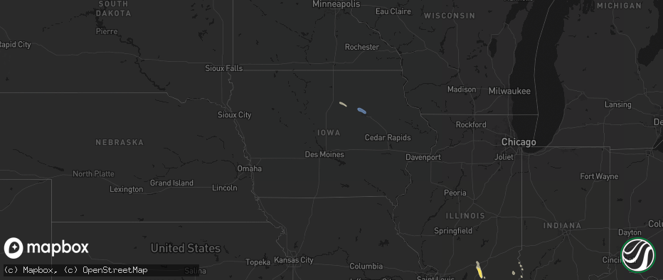 Hail map in Iowa on July 26, 2026