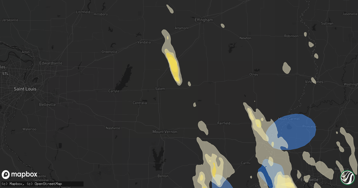 Hail map in Iuka, IL on July 26, 2026