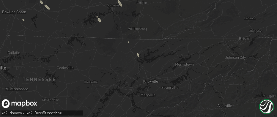 Hail map in Jacksboro, TN on July 26, 2026