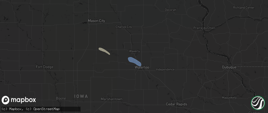 Hail map in Janesville, IA on July 26, 2026