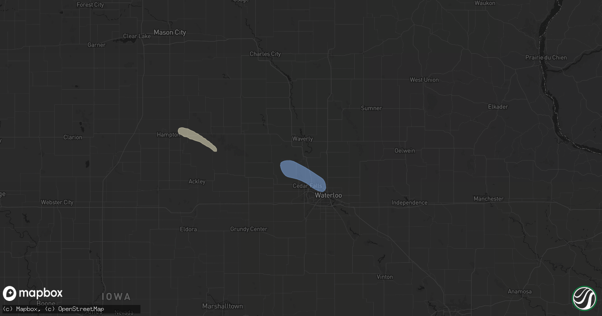 Hail map in Janesville, IA on July 26, 2026