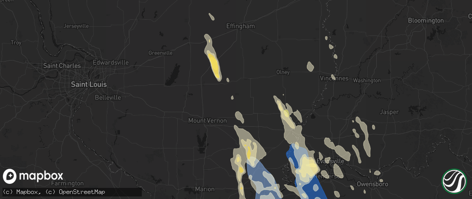 Hail map in Johnsonville, IL on July 26, 2026