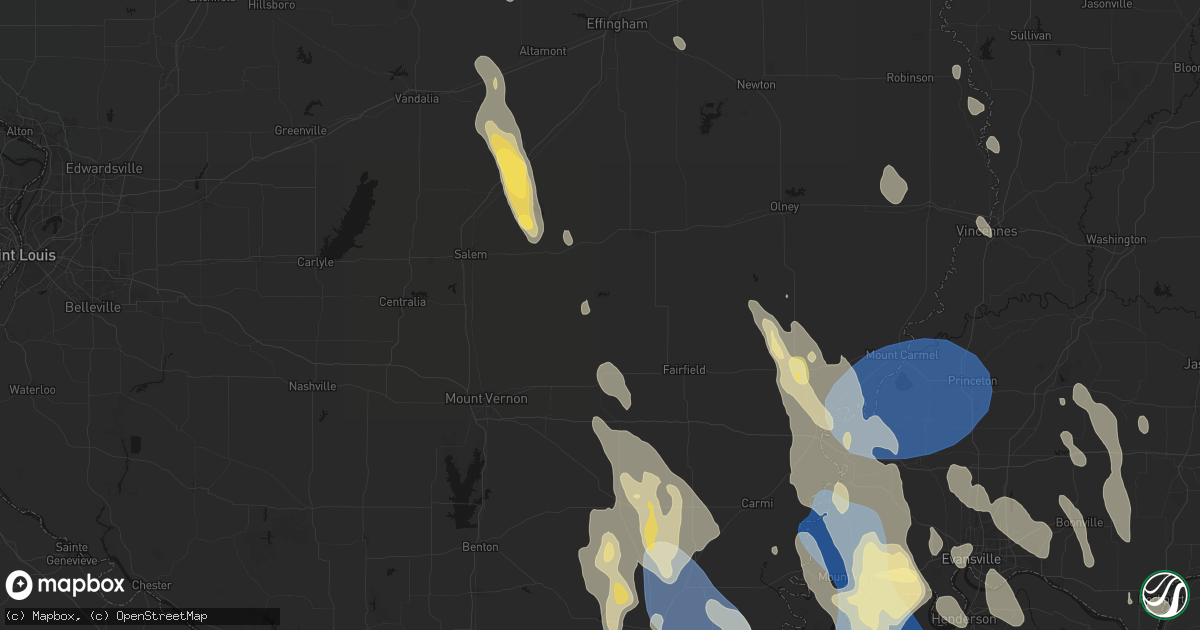 Hail map in Johnsonville, IL on July 26, 2026