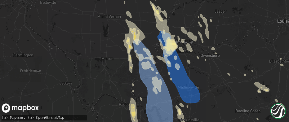 Hail map in Junction, IL on July 26, 2026