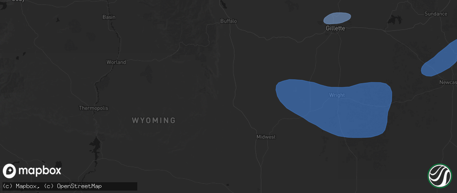 Hail map in Kaycee, WY on July 26, 2026