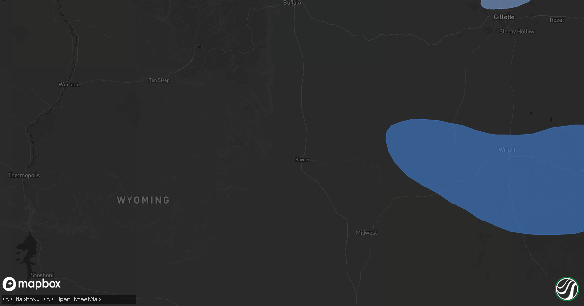 Hail map in Kaycee, WY on July 26, 2026