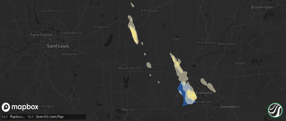 Hail map in Keenes, IL on July 26, 2026