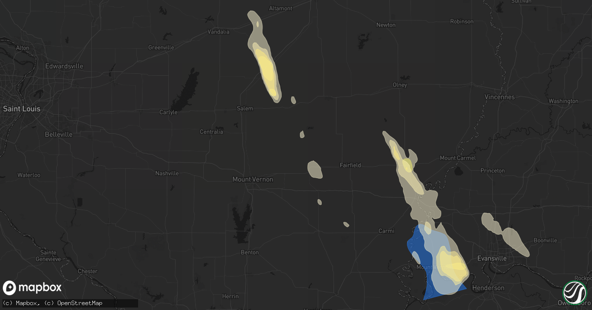 Hail map in Keenes, IL on July 26, 2026