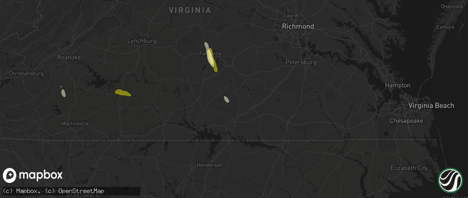 Hail map in Kenbridge, VA on July 26, 2026