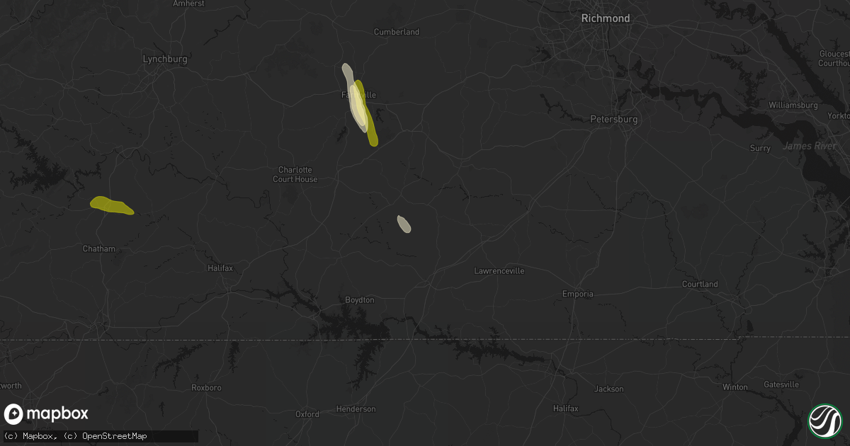 Hail map in Kenbridge, VA on July 26, 2026